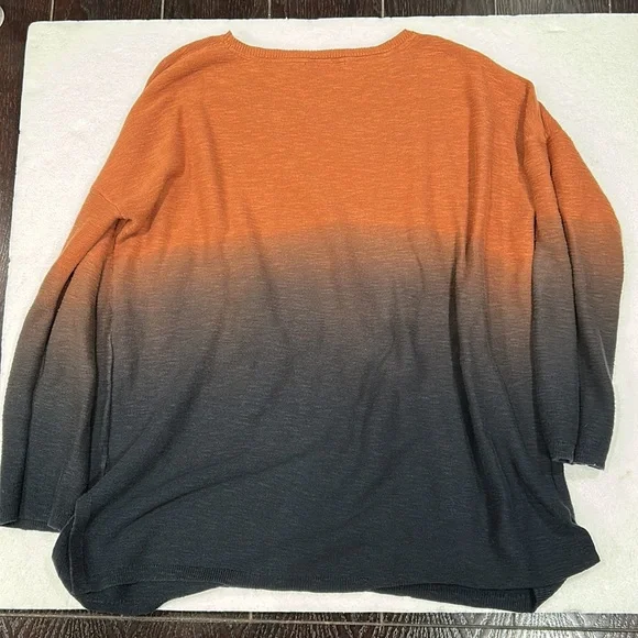 Pure Jill by J. Jill Organic Cotton Ombré Orange & Black Fall Sweater size Large - Picture 3 of 5